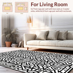 Abstract Black White Organic Pattern Rug
