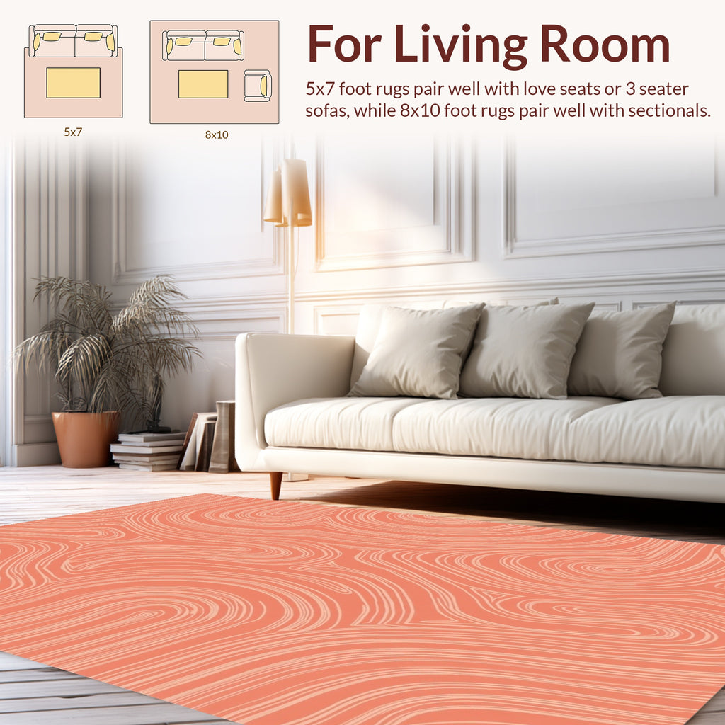Coral Abstract Swirl Pattern Rug
