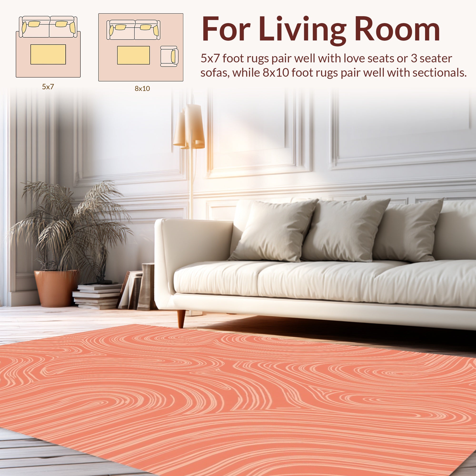 Coral Abstract Swirl Pattern Rug