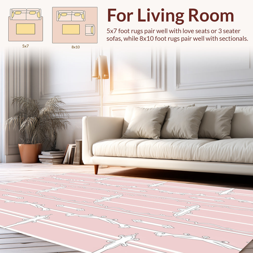 Decorative Pink Striped Classic Pattern Rug