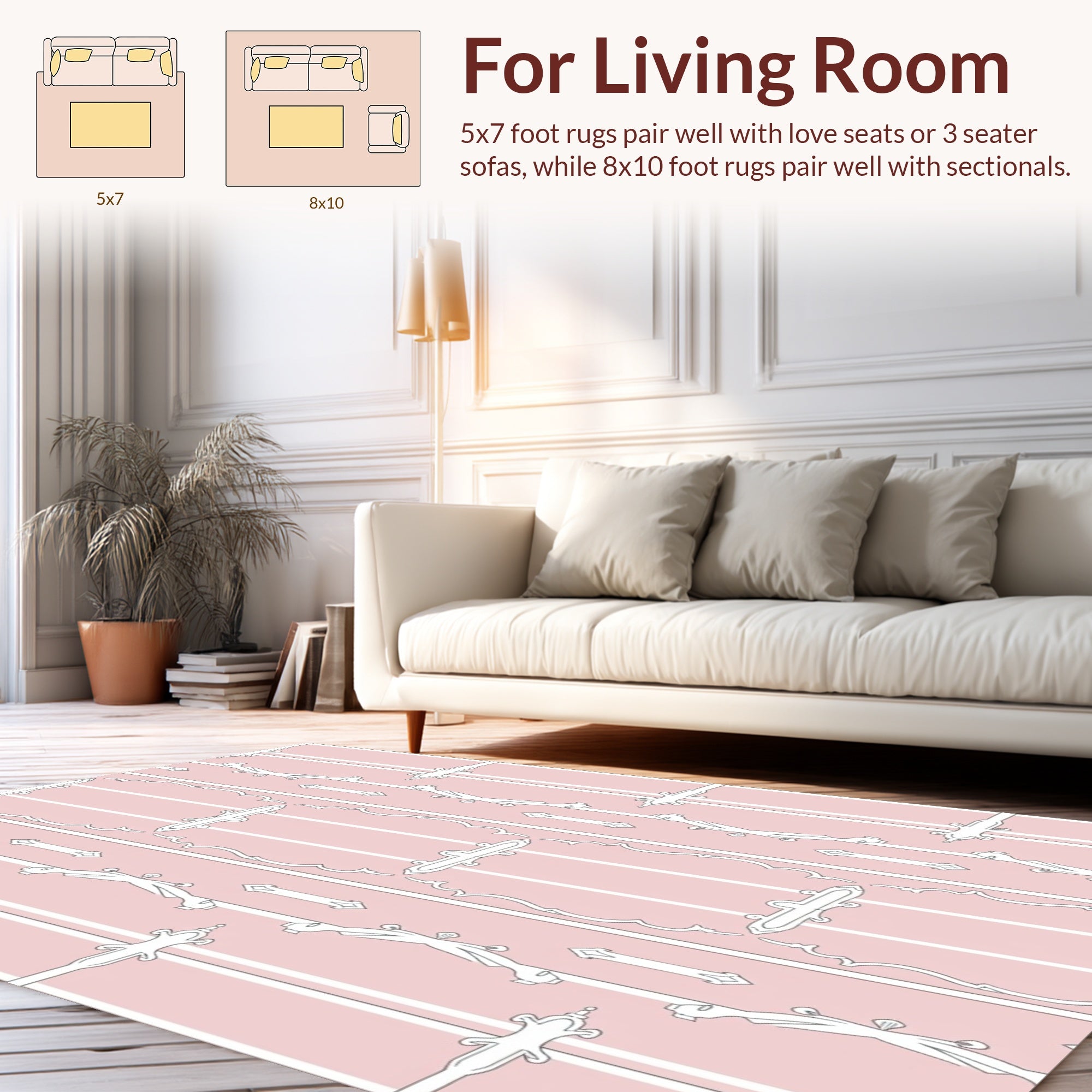 Decorative Pink Striped Classic Pattern Rug