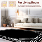 Modern Geometric White Outline Rug