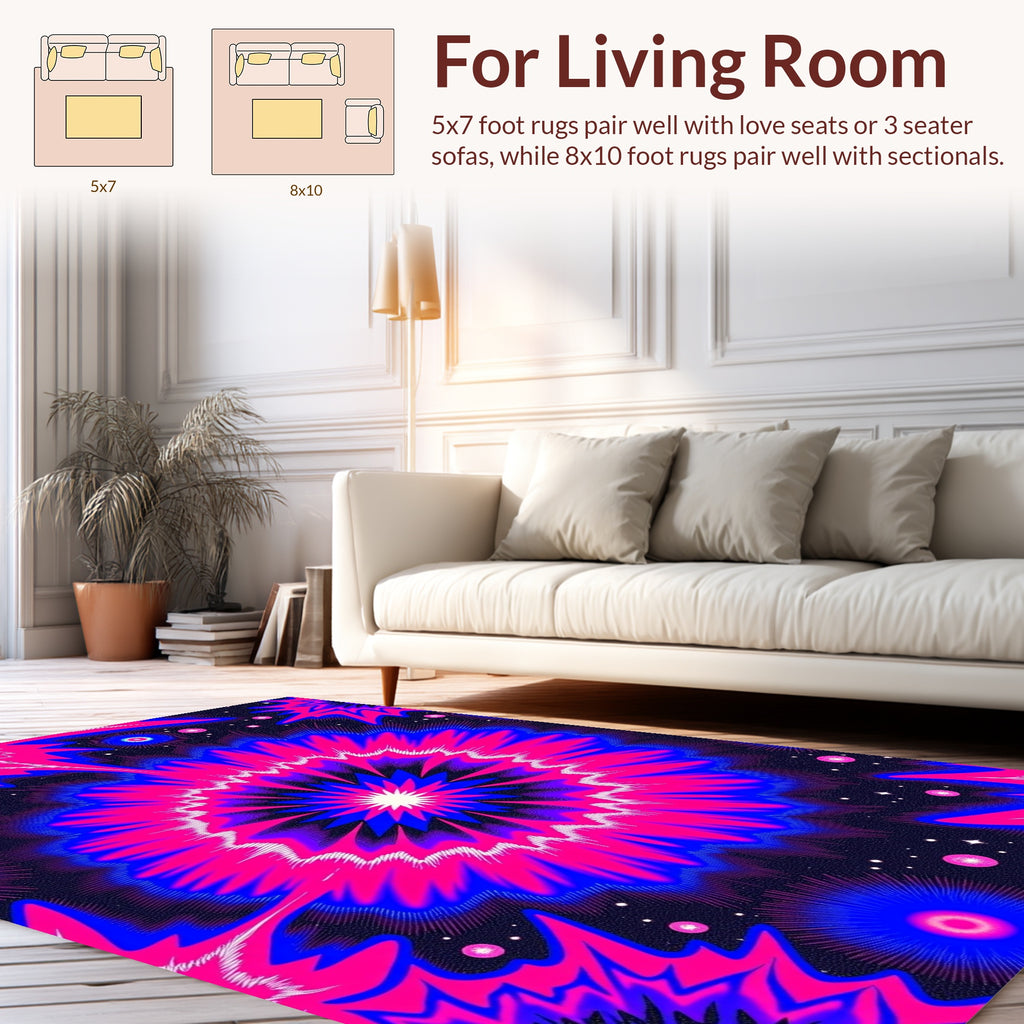 Electric Bloom Psychedelic Pattern Rug