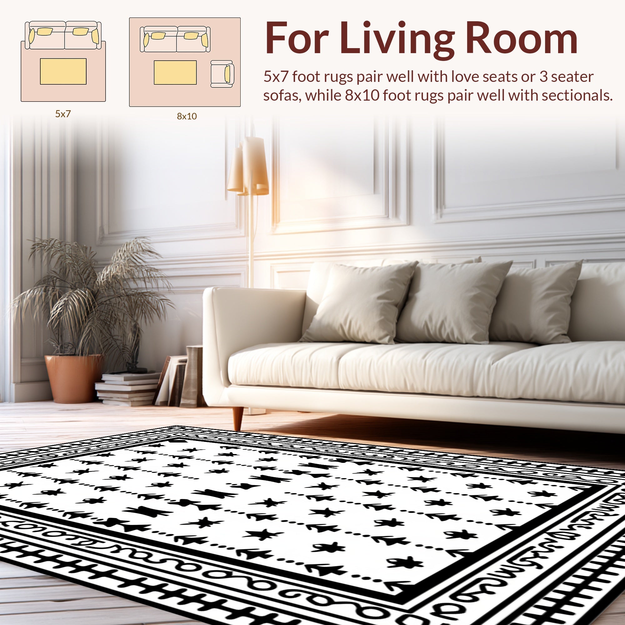 Tribal Tree Star Pattern Runner Rug