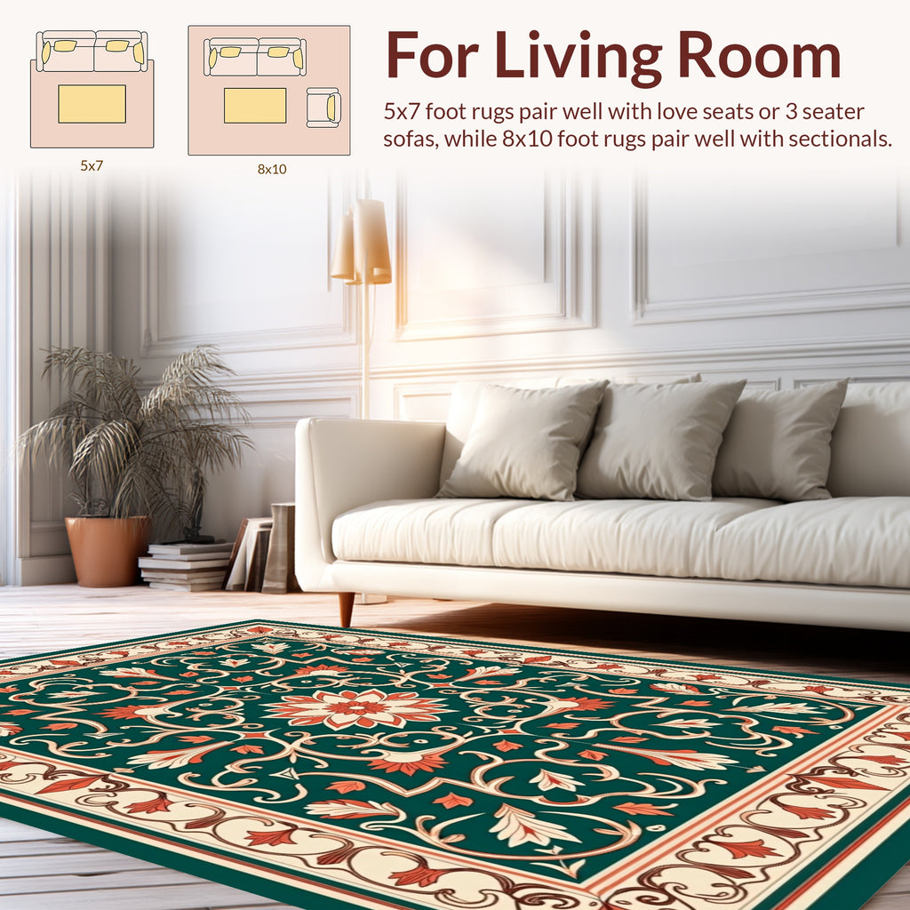 Ornate Floral Vine Pattern Rug