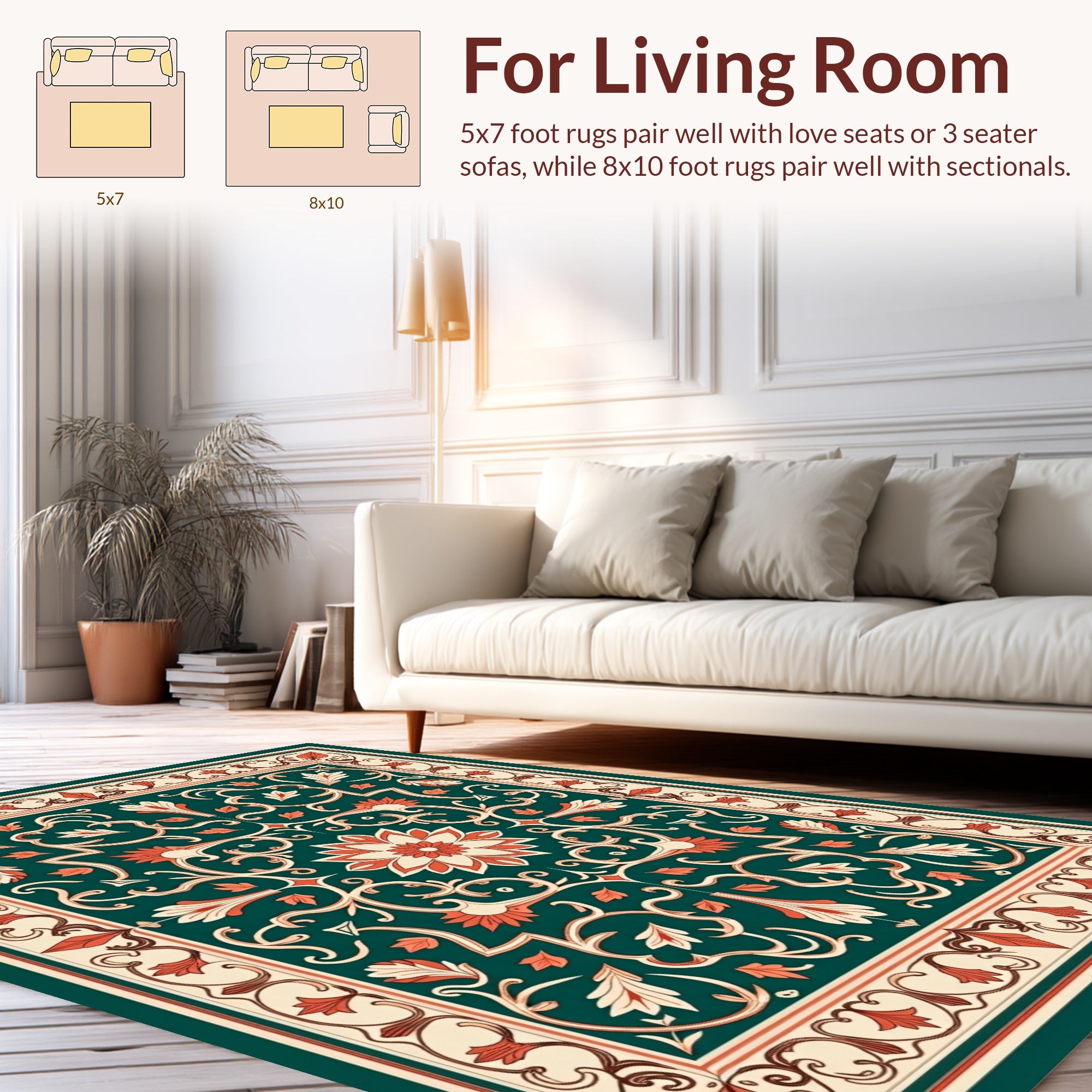 Ornate Floral Vine Pattern Rug