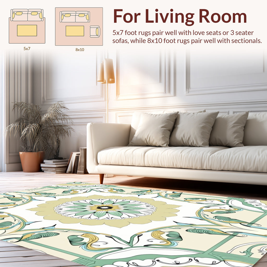 Art Nouveau Floral Mandala Pattern Rug