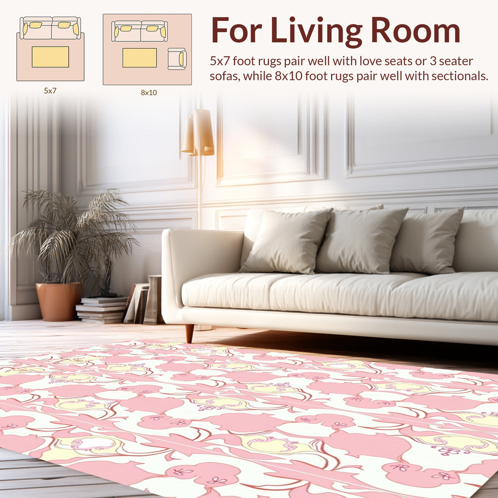 Pink And Yellow Art Nouveau Pattern Rug