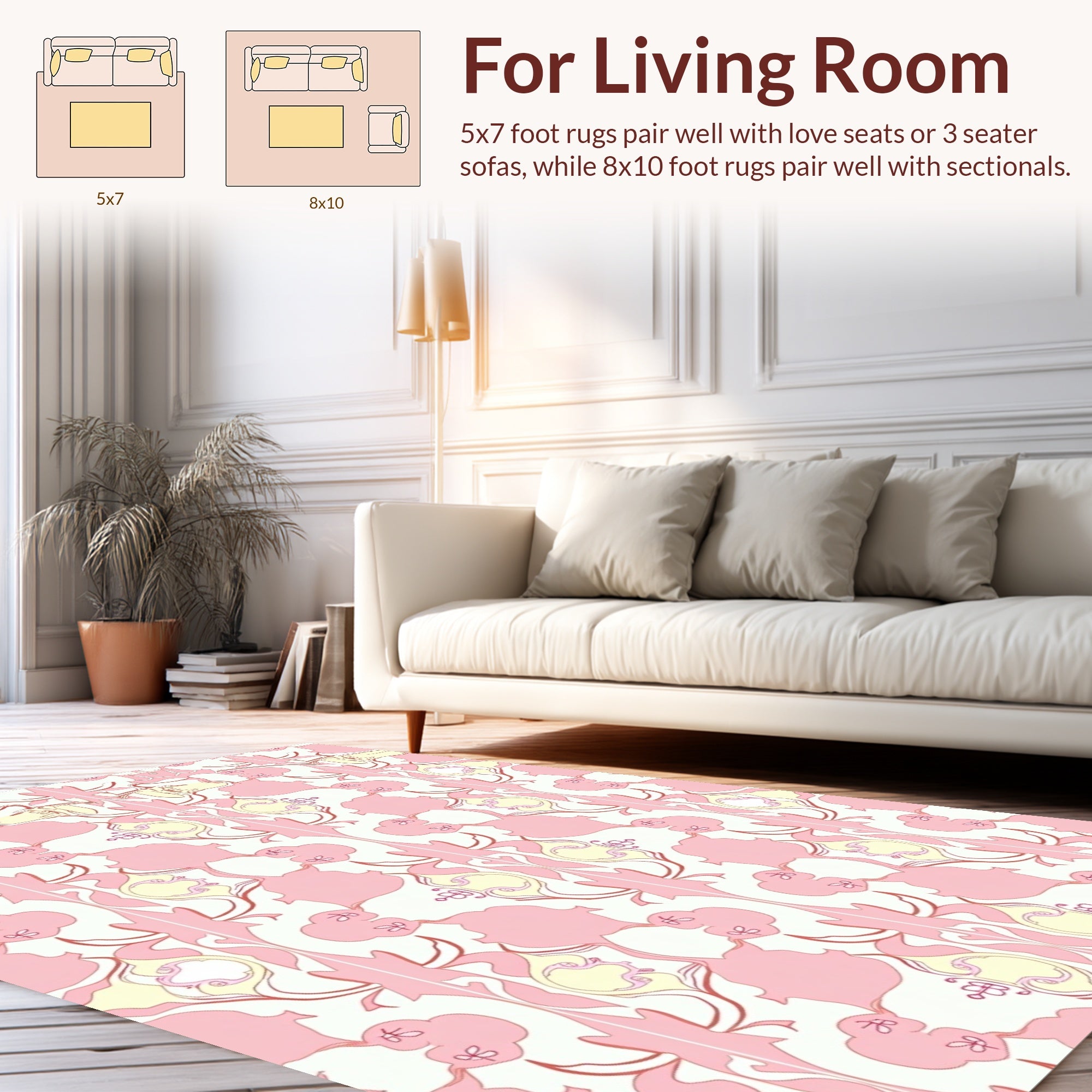 Pink And Yellow Art Nouveau Pattern Rug