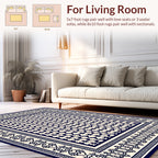 Classic Navy Starburst Geometric Border Rug