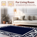 Classic White Leaf Scroll Frame Rug