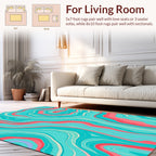 Aqua Coral Swirl Stripe Pattern Design Rug