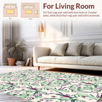 Abstract Swirls Green Plum Design Rug