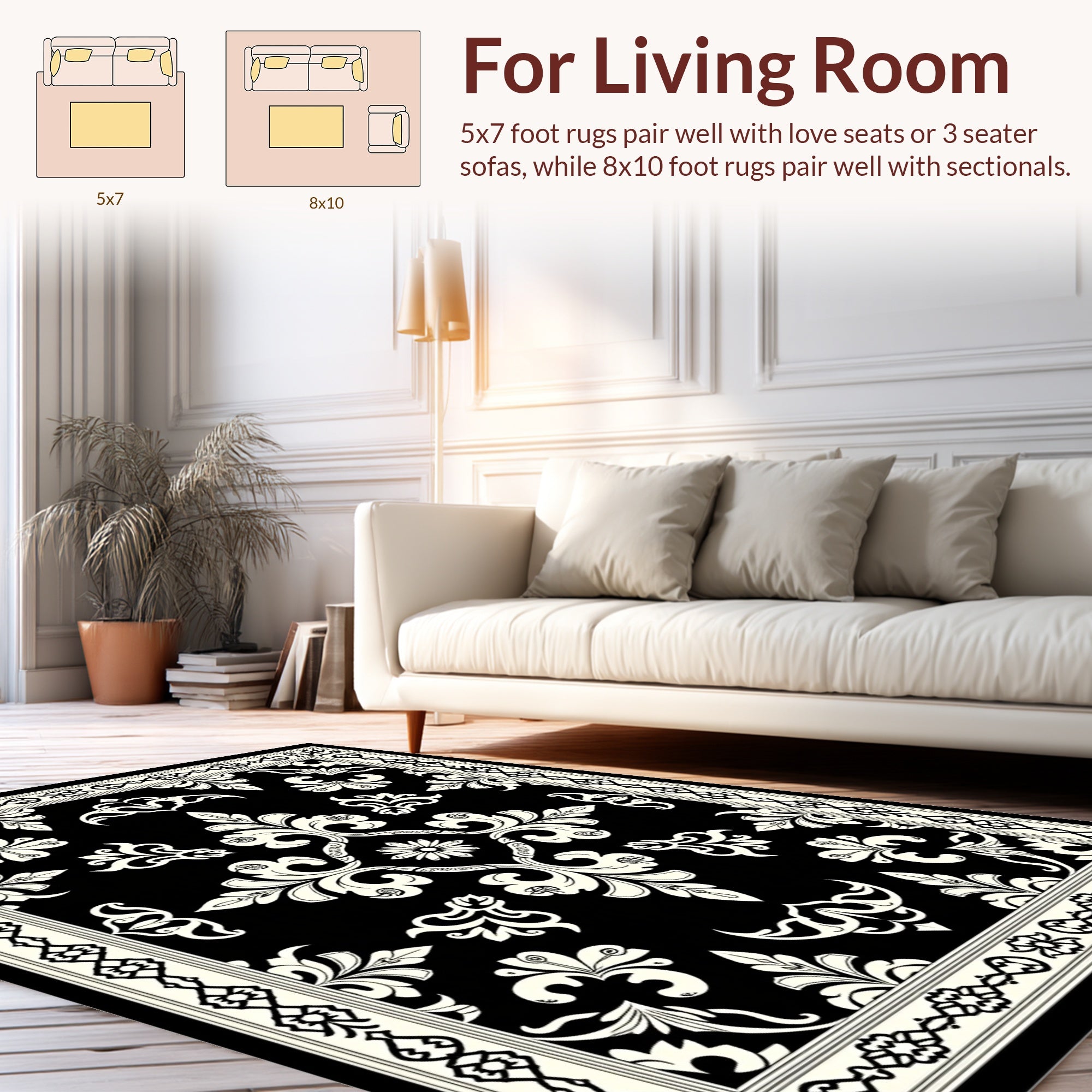 Classic Floral Scrollwork Pattern Design Rug
