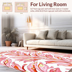 Coral Pink Leafy Branch Pattern Rug