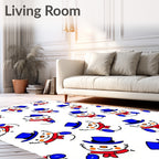 Cheerful Blue Top Hat Snowman Repeat Rug