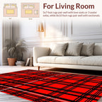 Bold Red Black Plaid Lines Rug