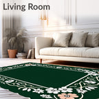 Floral Vine Frame Green Rug