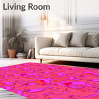 Whimsical Pink Coral Abstract Swirls Rug