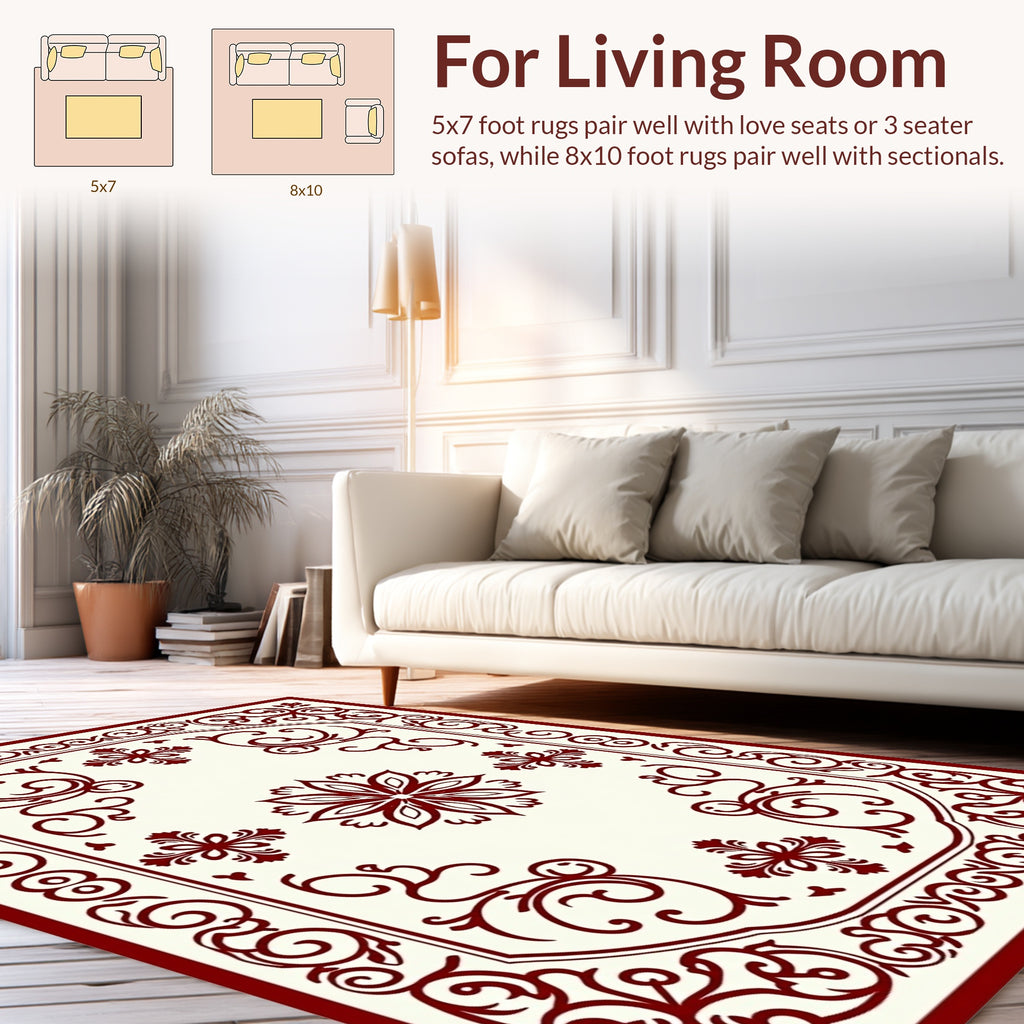 Ornate Floral Swirls Pattern Rug