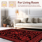 Bold Red Floral Symmetry Pattern Rug