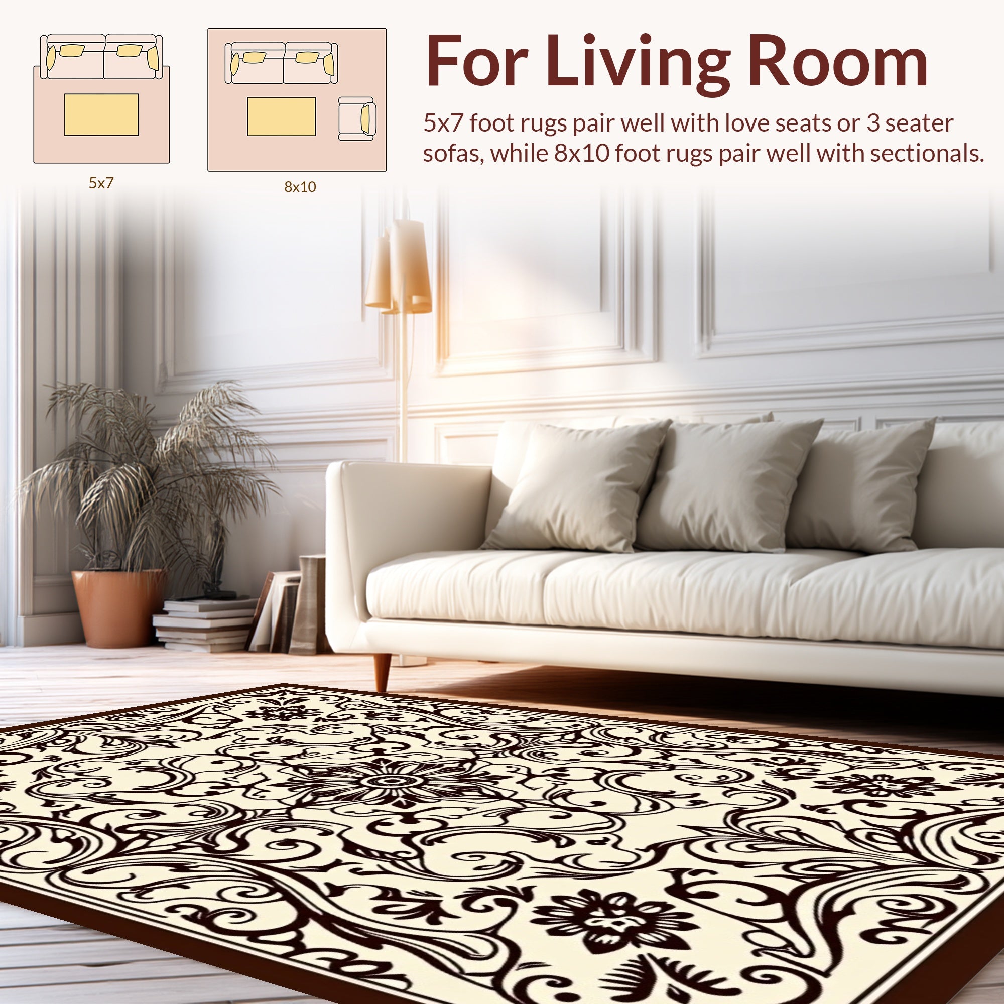 Ornate Floral Scrollwork Pattern Rug