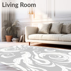 Gray Swirl Floral Sketch Rug