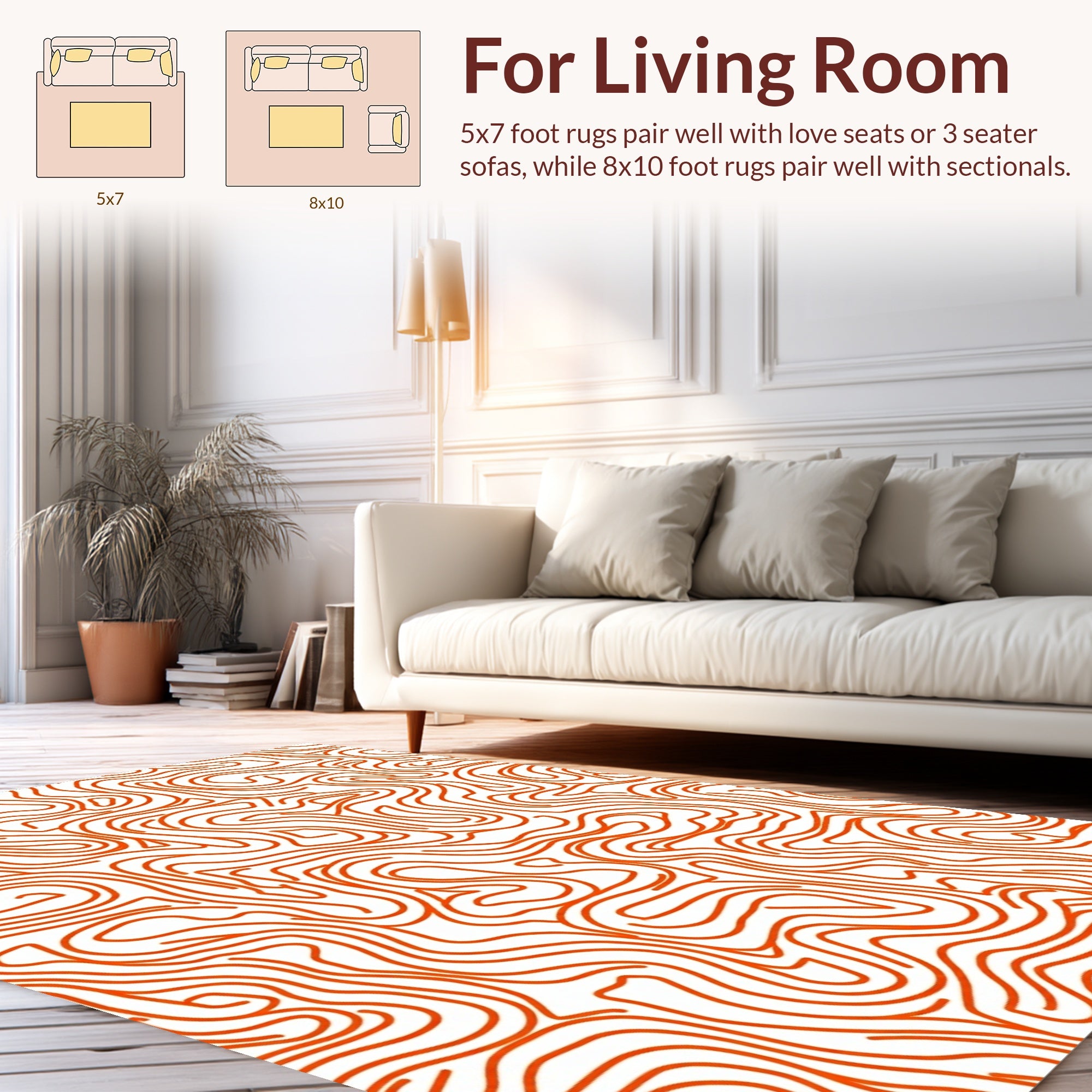 Abstract Organic Orange Line Rug