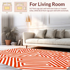 Bold Red Abstract Maze Pattern Rug