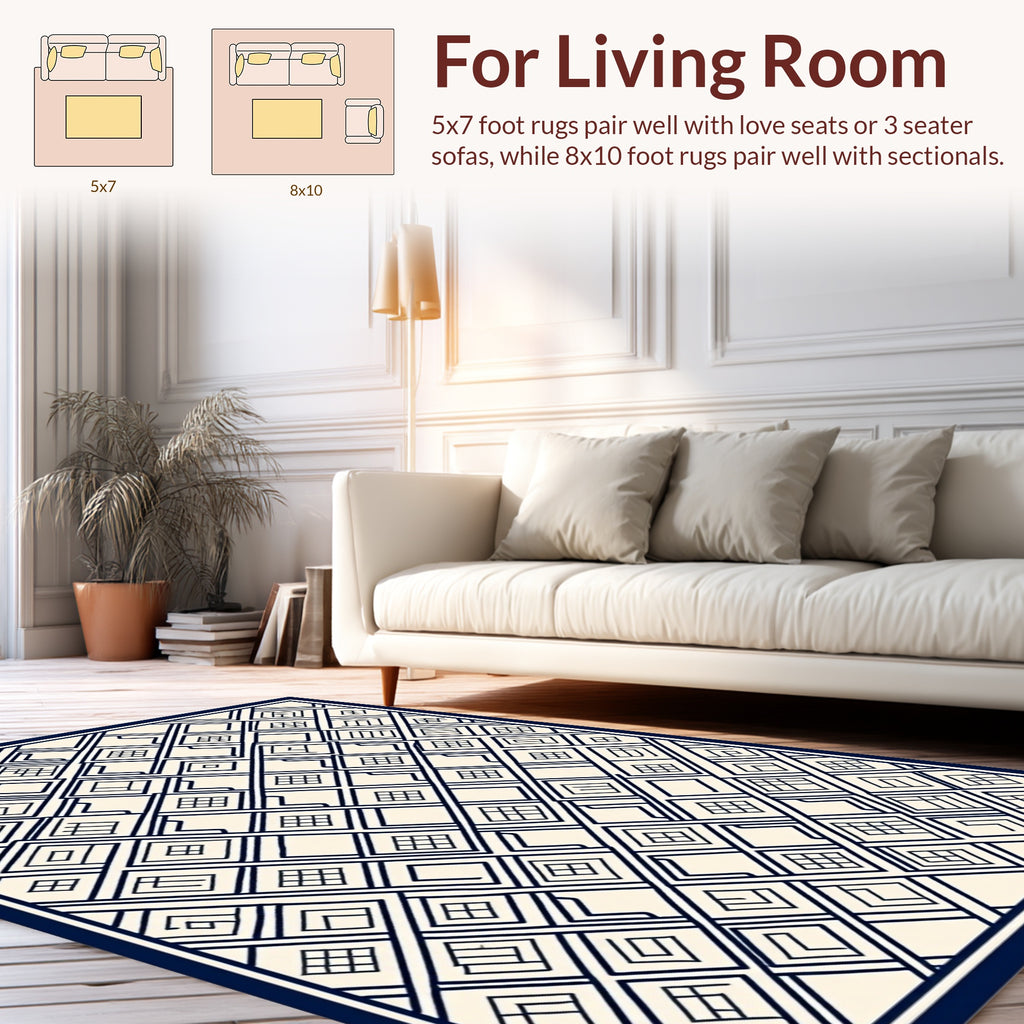 Classic Interlocking Geometric Pattern Rug