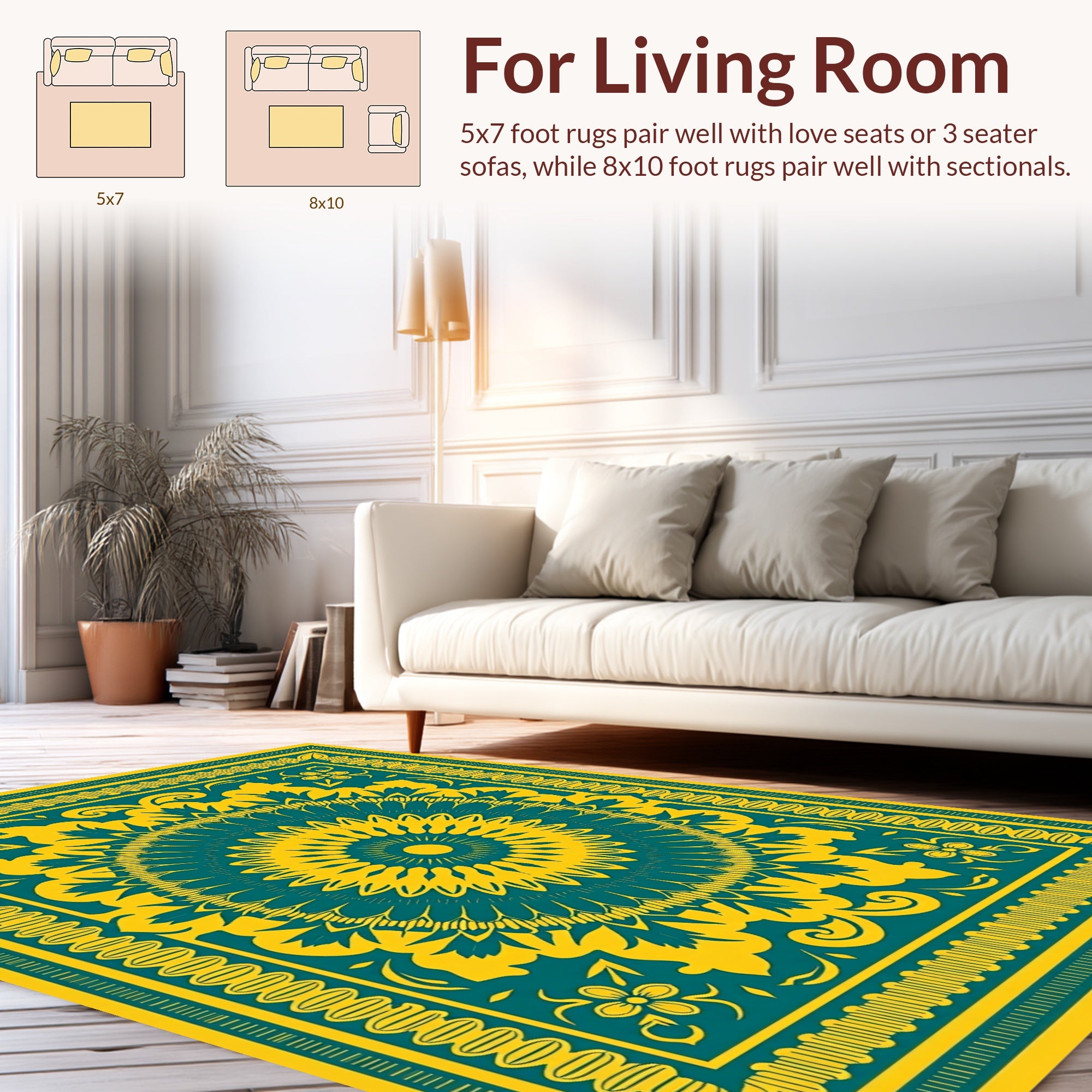Ornate Mandala Floral Pattern Rug