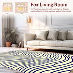 Navy Blue Wavy Lines Rug