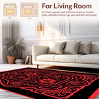 Floral Intricate Red Black Design Rug