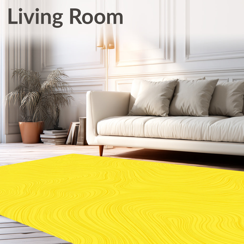 Abstract Yellow Swirl Pattern Rug