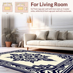 Elegant Navy Floral Center Medallion Rug
