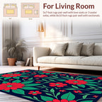 Vibrant Red Floral Patterned Rug