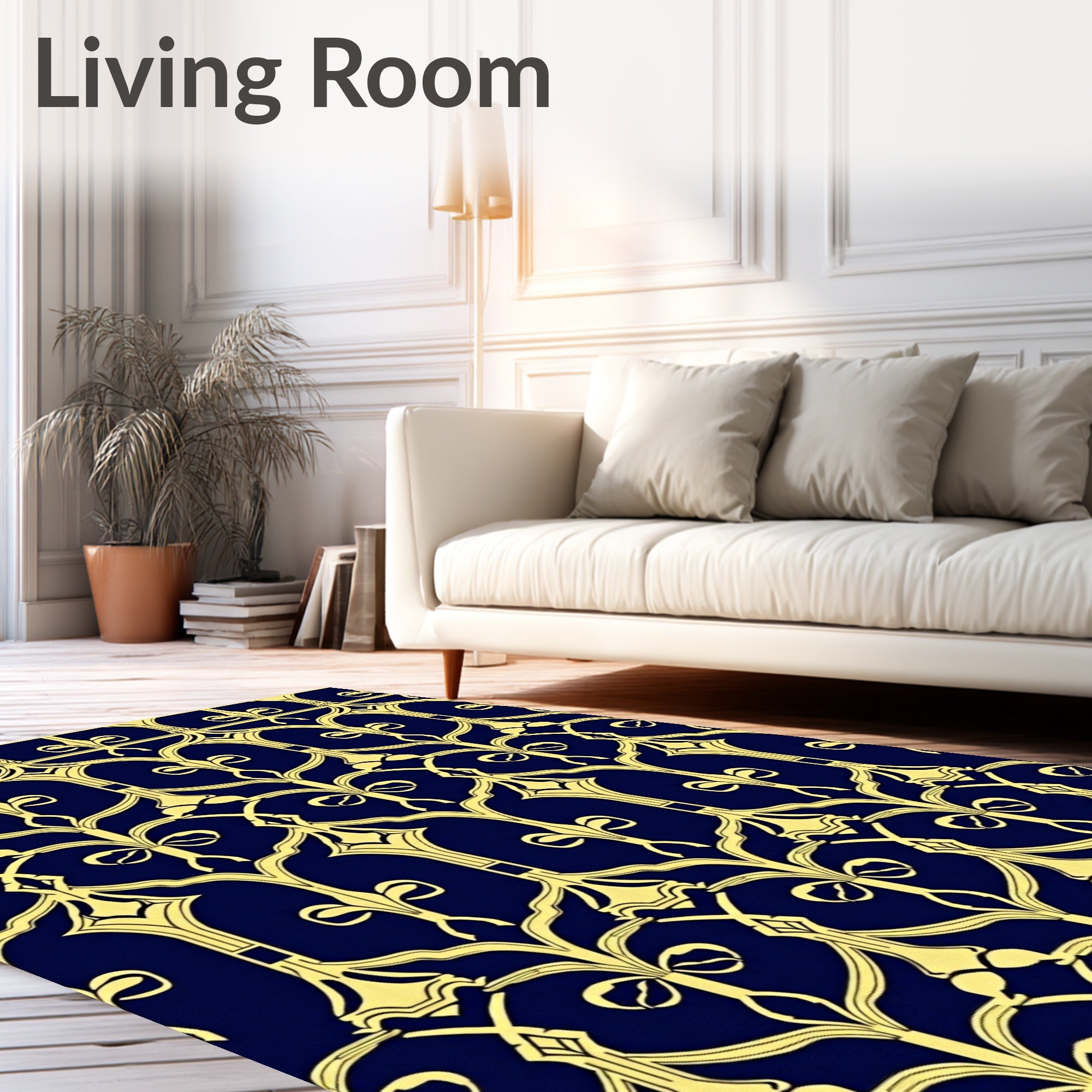 Golden Yellow Art Nouveau Lattice Rug