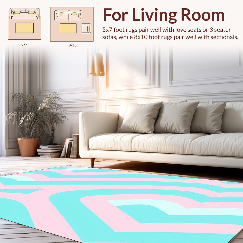 Pastel Stripe Curved Pattern Rug