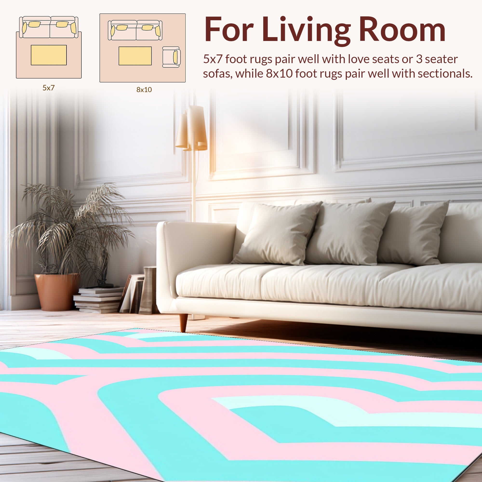 Pastel Stripe Curved Pattern Rug