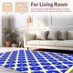 Classic Blue Floral Geometric Pattern Rug