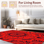 Intricate Red Floral Mandala Pattern Rug