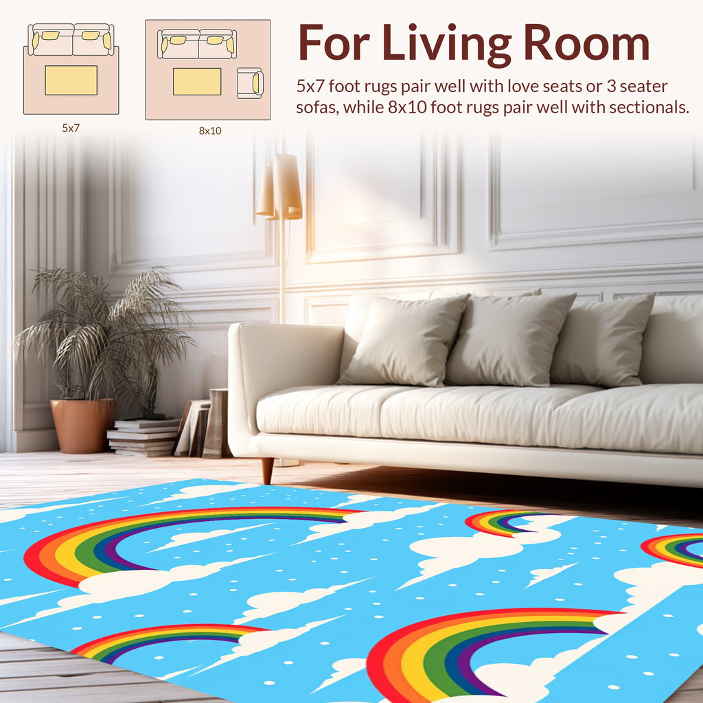 Joyful Rainbow Cloud Pattern Rug