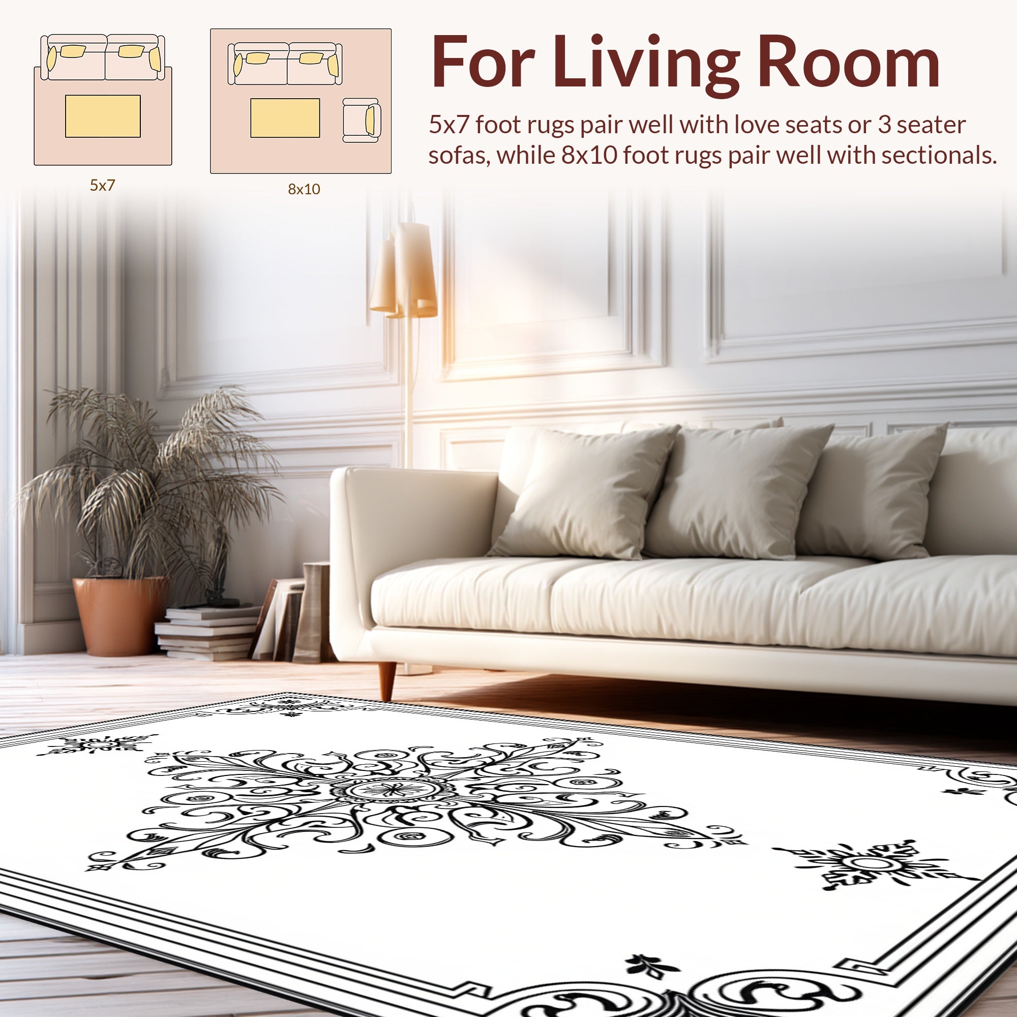 Classic Floral Scroll Mandala Design Rug