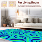 Vibrant Blue Green Swirl Pattern Rug