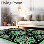 Mint Green Floral Mandala Statement Rug
