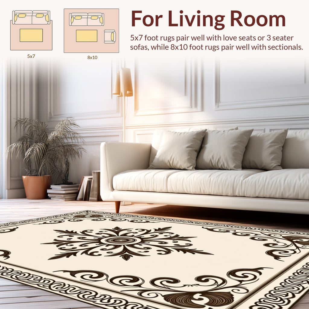 Classic Floral Scroll Frame Design Rug