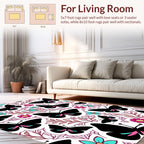 Black Butterfly Garden Pattern Rug