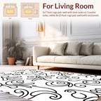Whimsical Black Flourish Pattern Rug