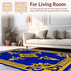 Royal Blue Gold Classic Floral Rug