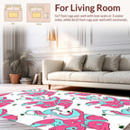 Abstract Pink Blue Swirls Pattern Rug